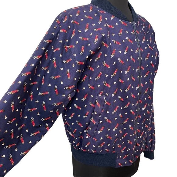 Vintage Vera Bradley Golf Club Print Reversible Bomber Jacket Size S - Picture 3 of 12